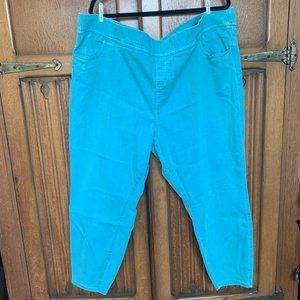 Torrid Turquoise Pull-on Lean Jeans Size 28W/5S Petite
